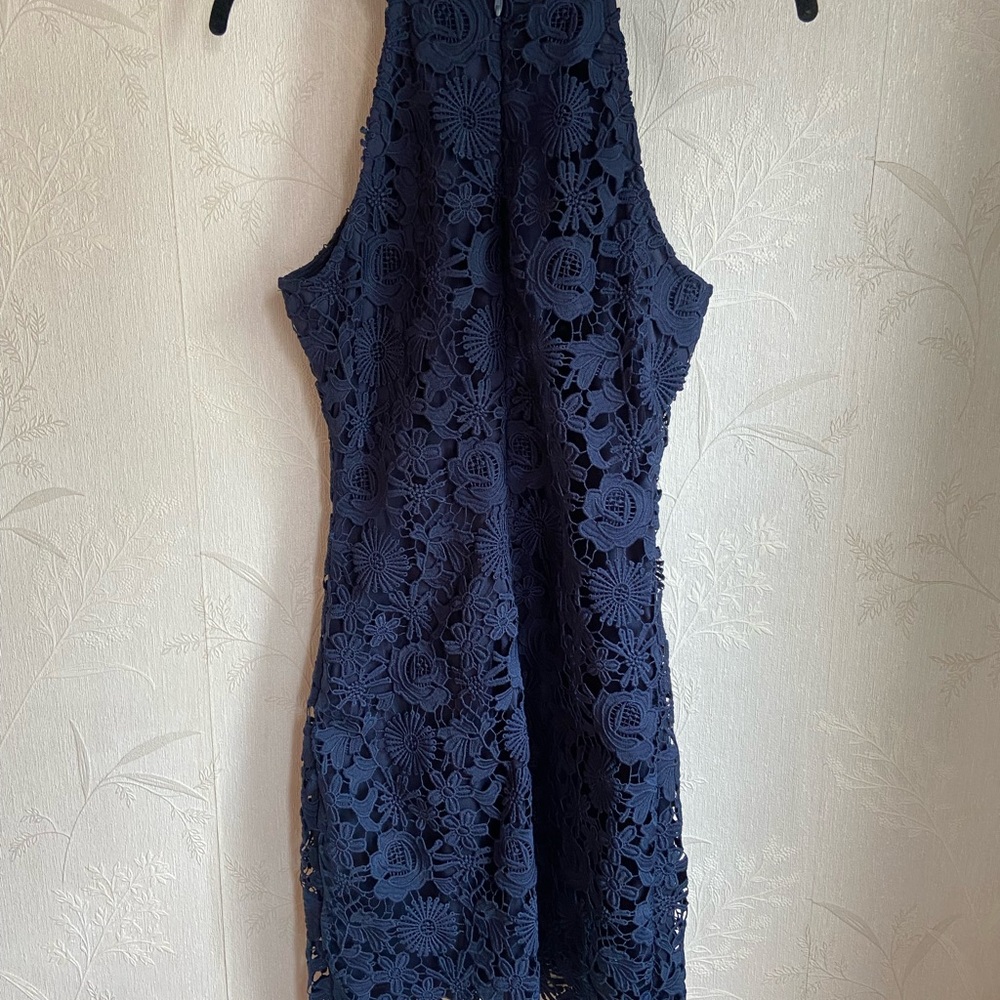Lulu’s Love Poem Navy Blue Lace Mini Dress Size M